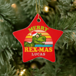 God jul Rex-mas Dinosaur Personlig Namn Julgransprydnad Keramik