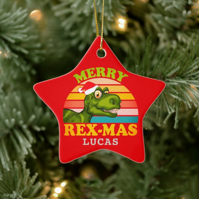 God jul Rex-mas Dinosaur Personlig Namn Julgransprydnad Keramik (Träd)