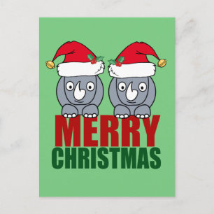 God jul Rhino Cute Helg Vykort