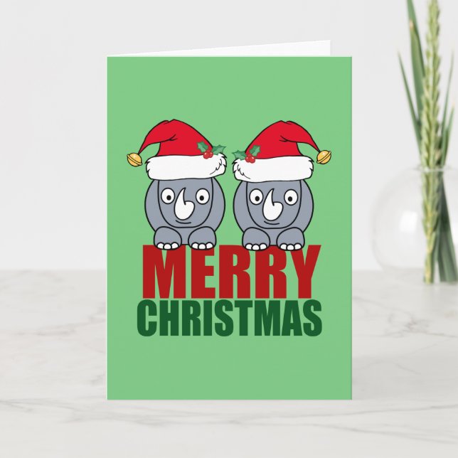 God jul Rhino Cute Helgkort (Framsida)