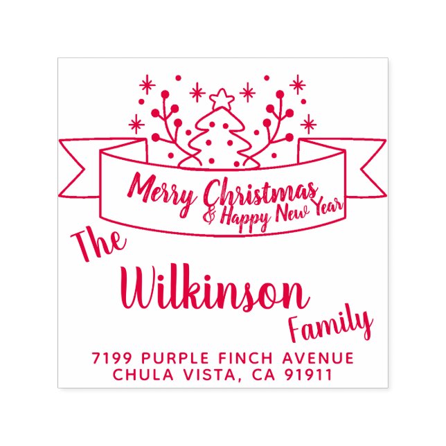 God jul Ribbon Handskrift Självfärgande Stämpel (Design)