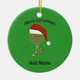 God jul! Rinnande kronärtskocka Julgransprydnad Keramik