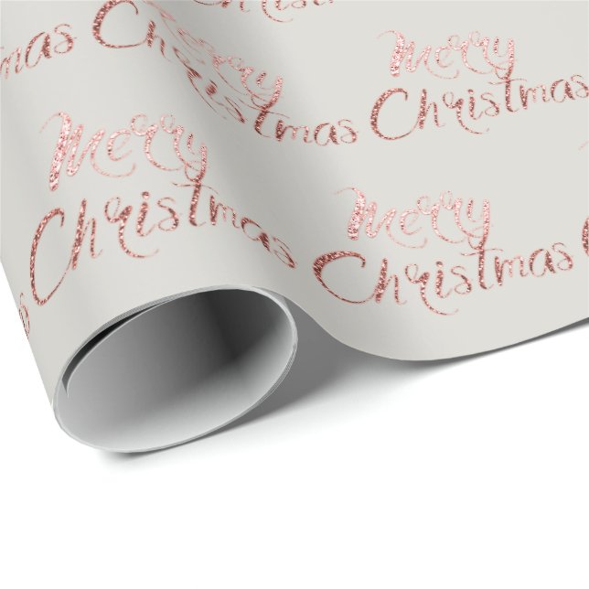 God jul Ro Glitter Skriptkod Grått Cottage Presentpapper (Rullad Hörn)