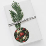 God jul Ro, Gräs och Holly Bröllop Runt Klistermärke<br><div class="desc">Fint och färglöst,  sömlöst vid upprepade blommönster av röd ros,  vita blommor,  röda hollbär,  gräs och löv på mörkens bakgrund. Kompletterar min klassiska Vapensköld för julstämning,  Monogram bröllop,  med  för Blommigt.</div>