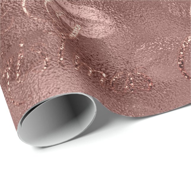 God jul Ro Guld Glitter Kiss Läppar Presentpapper (Rullad Hörn)