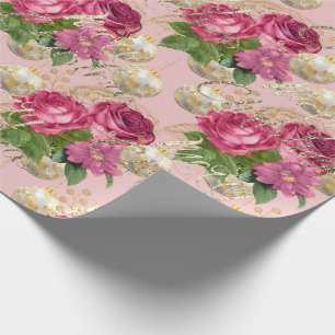 God jul Ro Guld Glitter skript PinkGreen Presentpapper