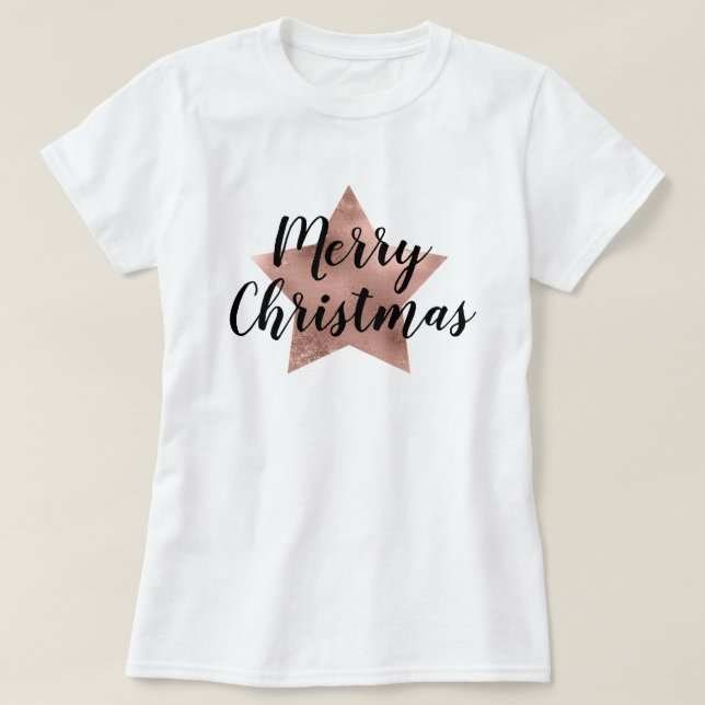 God jul Ro Guld Rosa Star  T Shirt (Design framsida)