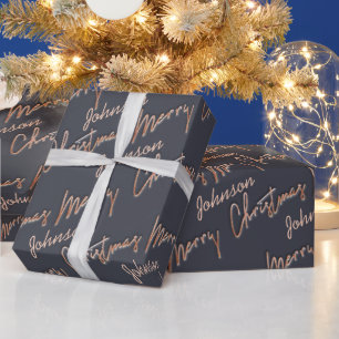 god jul Ro Guld-skript från Namn Grått Presentpapper