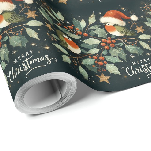 God Jul Robin Mistelkrans Presentpapper (Rullad Hörn)