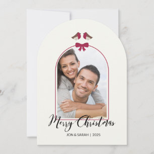 God jul Robins och Red Bow Arched Inbjudningar