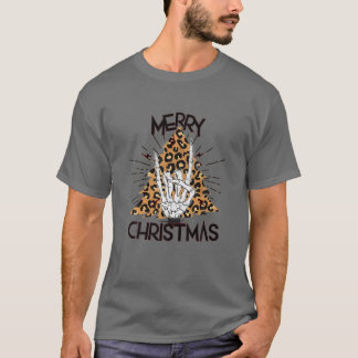 God jul Rock N Roll Hand Sign Leopard Chri T Shirt