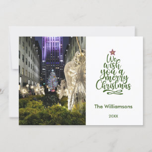God jul Rockefeller Träd och Family Photo Kort