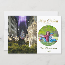 God jul Rockefeller Träd och Family Photo Kort