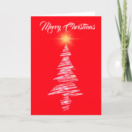 God jul, röd bakgrund med modern träd helgkort