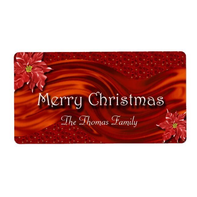 God Jul Röd Band Euphorbia Juldrank Vinvignett Fraktsedel (Framsidan)