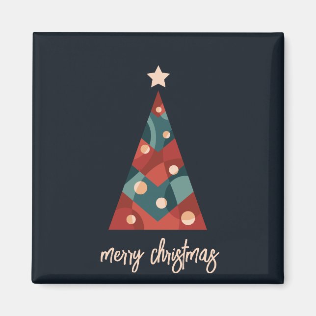 God jul röd blå julafton träd magnet (Framsidan)