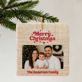 God jul röd fotobeige-burk julgransprydnad keramik
