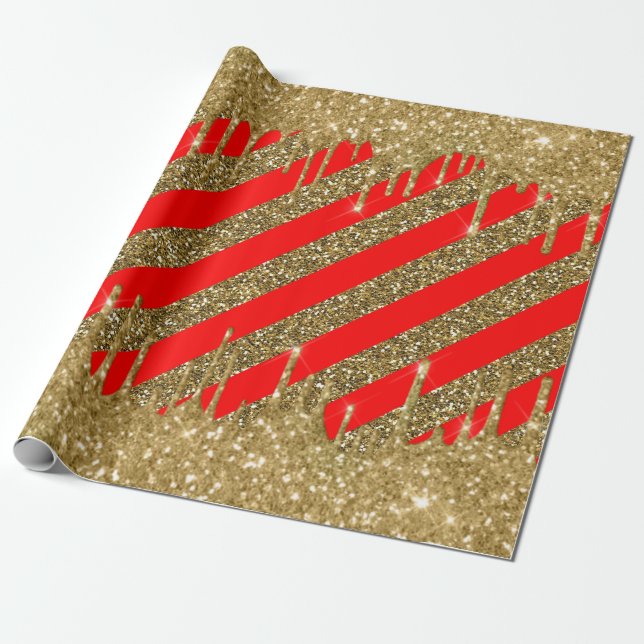 God jul - röd glitter presentpapper (Utrullad)