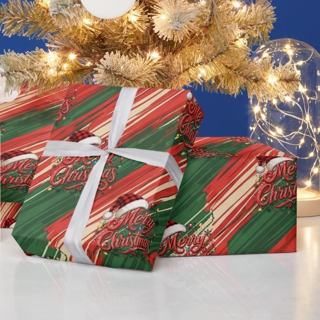 God Jul Röd Grön Mönster Inpackningspapper Presentpapper (Helgdagar)