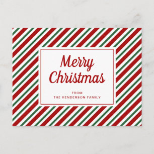 God Jul Röd Grön Vit Randig Mönster Vykort