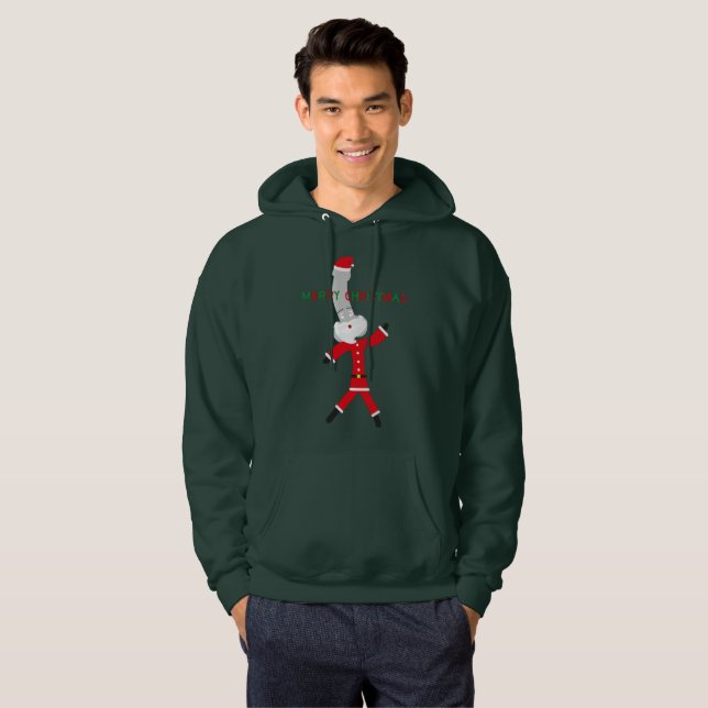 god jul röd grönt jultomten hooos hoodie (Hel framsida)