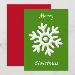 God jul röd grönt, vit snöflinga julkort