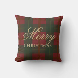 God Jul Röd Guld Grön Tartan Kudde
