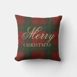 God Jul Röd Guld Grön Tartan Kudde