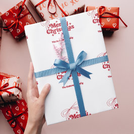 God Jul röd handritad båge retro Presentpapper