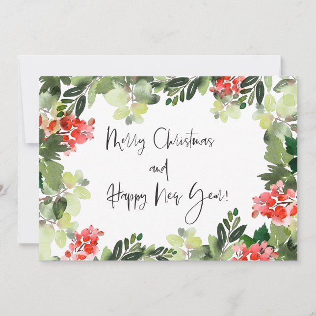 God Jul Röd Holly Modern Script Julkort (Framsida)
