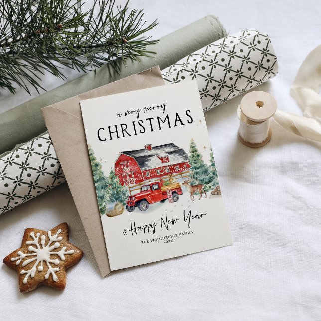 God jul | Röd Lastbil Helgdag Julkort (Skapare uppladdad)
