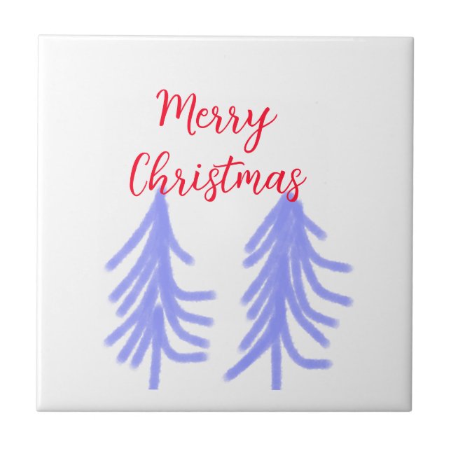 God jul röd lila pastel gräs träd kakelplatta (Framsidan)