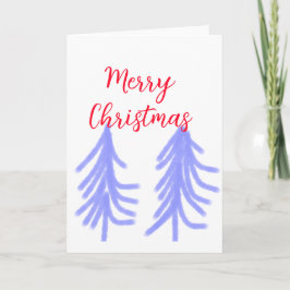 God jul röd lila pastel gräs träd kort