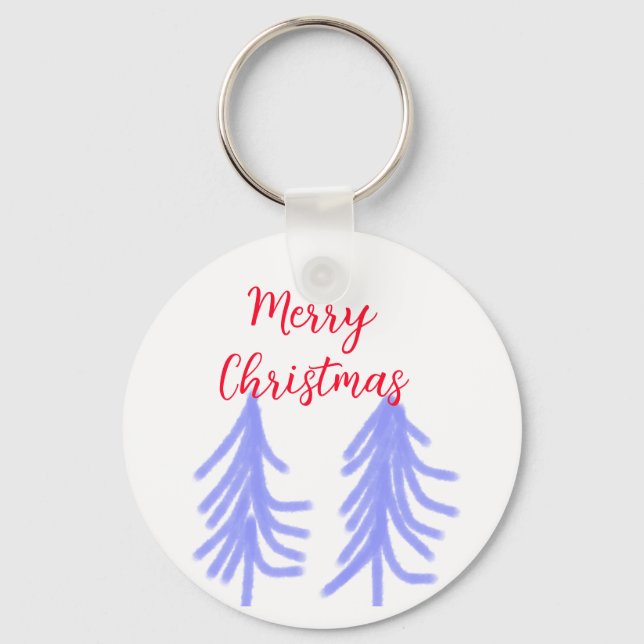 God jul röd lila pastel gräs träd nyckelring (Framsida)