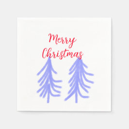 God jul röd lila pastel gräs träd pappersservett