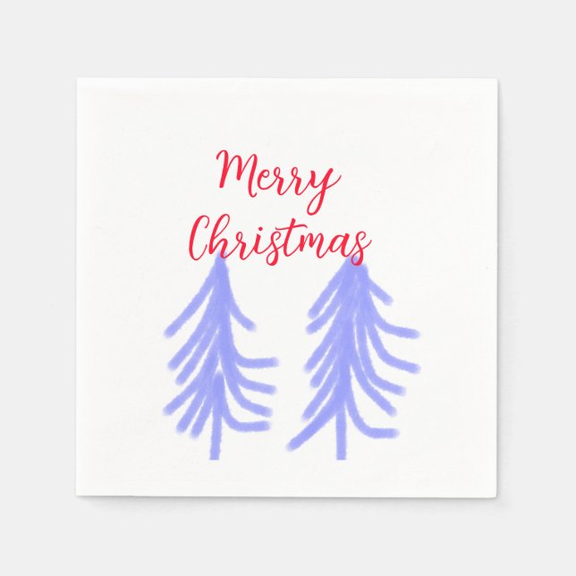 God jul röd lila pastel gräs träd pappersservett (Framsidan)