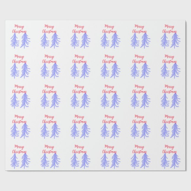 God jul röd lila pastel gräs träd presentpapper (Platt)