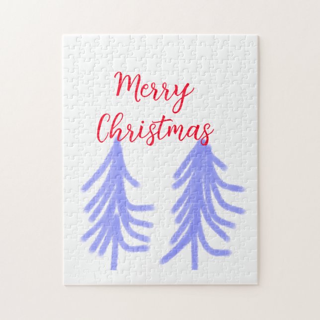 God jul röd lila pastel gräs träd pussel (Vertikal)