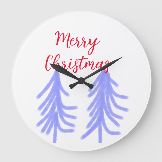 God jul röd lila pastel gräs träd stor klocka (Framsida)