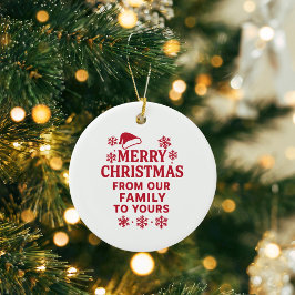 God jul röd, modern familj hälsning julgransprydnad keramik