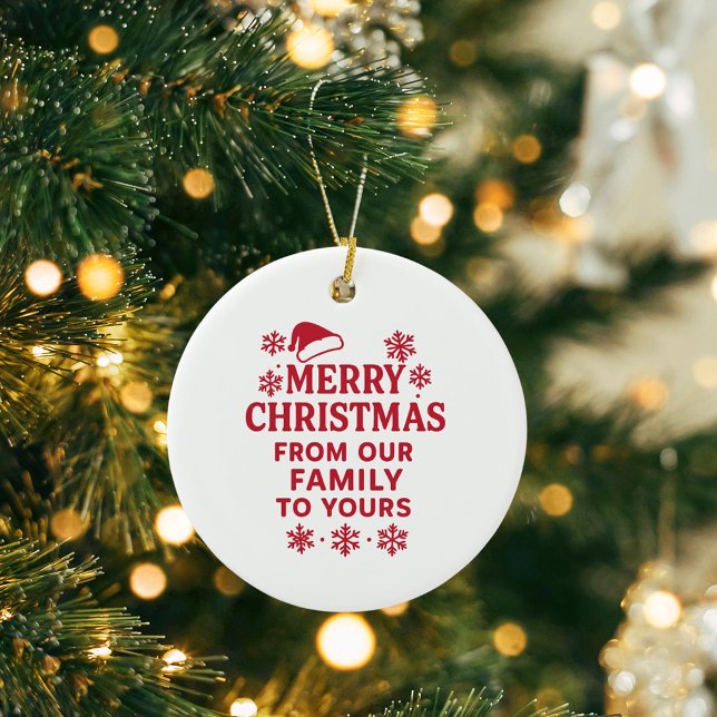 God jul röd, modern familj hälsning julgransprydnad keramik (Skapare uppladdad)