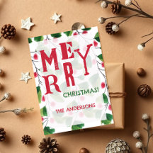 God Jul Röd Och Grön Akvarell Krans