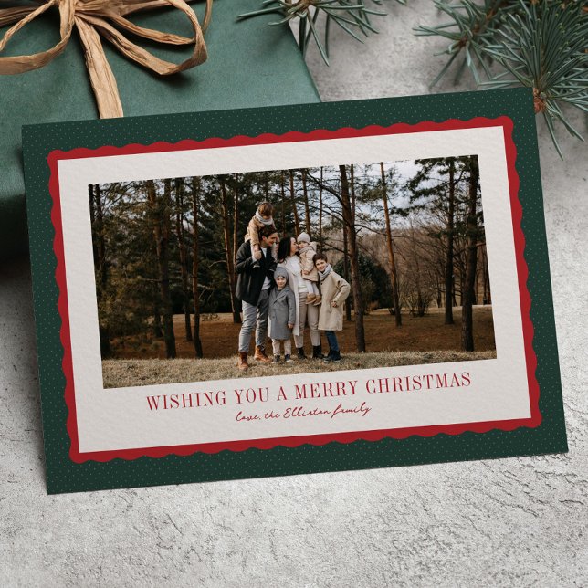 God jul röd och grön ram foto julkort (Skapare uppladdad)