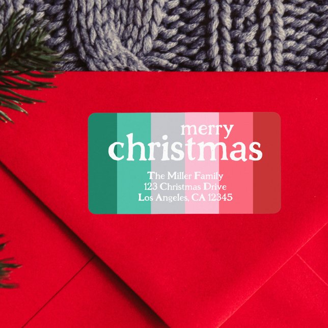 God jul röd och grönt adressetikett (christmas return label)