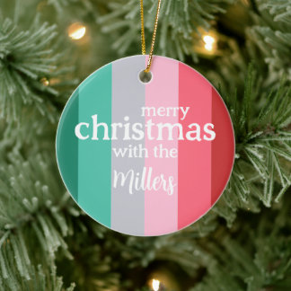 God jul röd och grönt julgransprydnad keramik