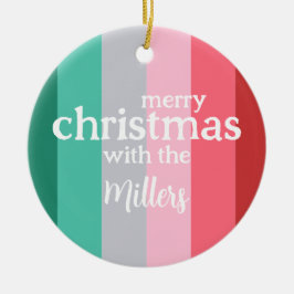 God jul röd och grönt julgransprydnad keramik