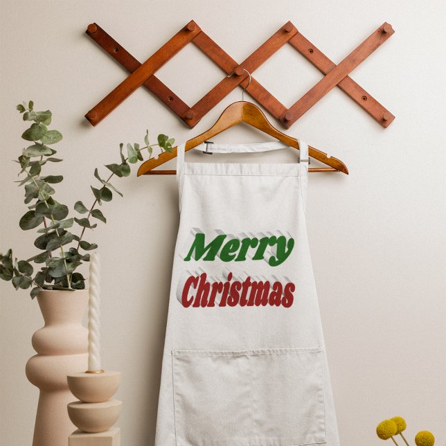 God jul röd och grönt typografi långt förkläde (Skapare uppladdad)
