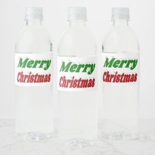 God jul röd och grönt typografi vattenflaskor etikett