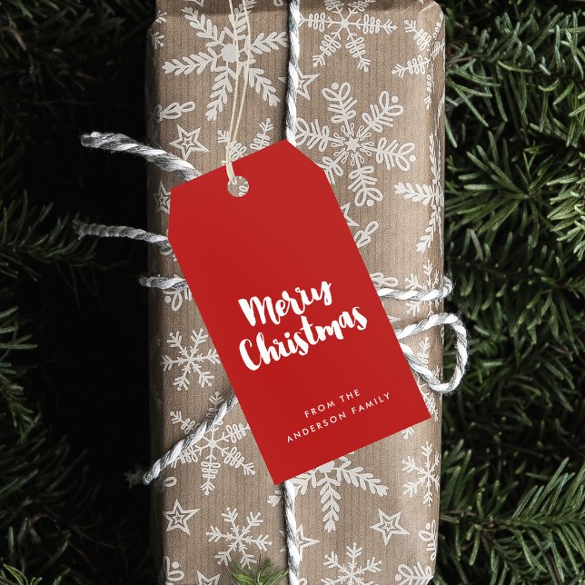 God jul röd och vit modern presentetikett (Skapare uppladdad)