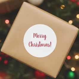 God Jul Röd och Vit Script Typografi Runt Klistermärke